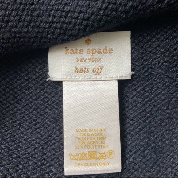 Kate Spade Wool Cat Beanie with Pom Poms - Picture 2 of 2